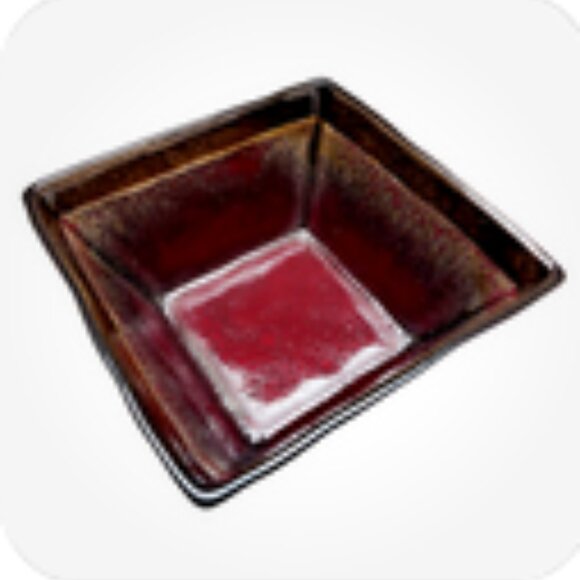 Brown & Red Square Decoratove Sercing Bowl - Picture 3 of 4